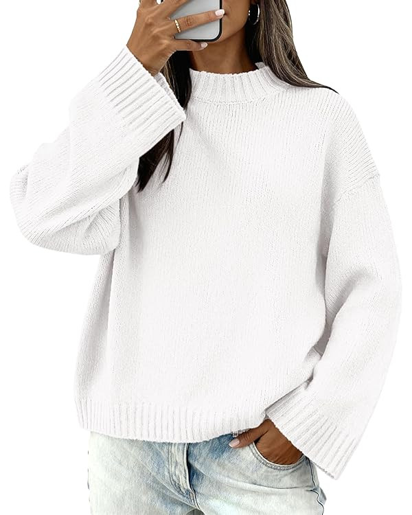 BTFBM Sweaters for Women 2026 Casual Crewneck Long Sleeve Loose Ribbed Knit Pullover Sweater Wint... | Amazon (US)