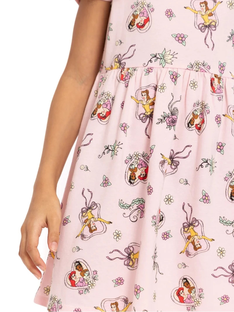 Disney Princess Girls' Allover Print Dress with Short Sleeves, Sizes 4-12 | Walmart (US)