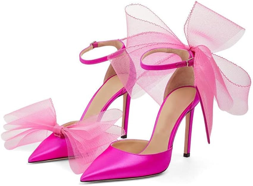 VIMISAOI Wedding Pointed Toe Pumps for Women Double Bow Tie Stilettos High Heel Ankle Strap Buckl... | Amazon (US)