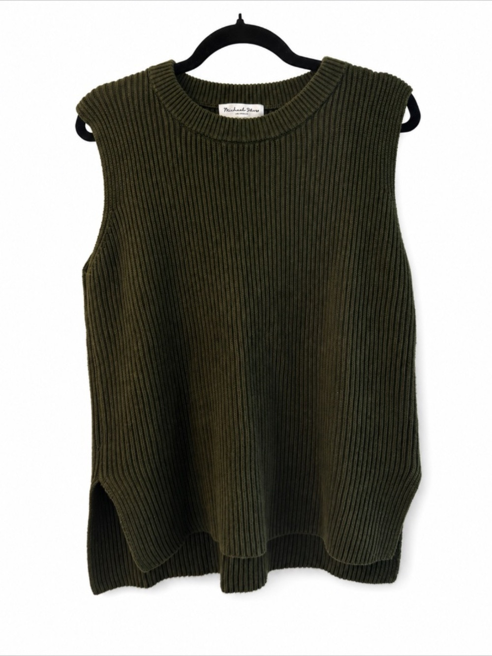 Michael Stars Olive Green Chunky Ribbed Sweater Vest Top Medium | Poshmark