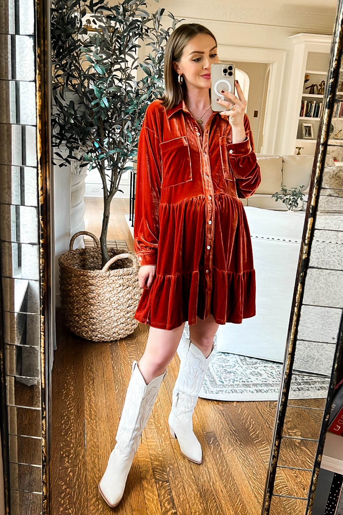 Velvet dress // cowboy boots // western boots // bump friendly // thanksgiving outfits // tts

#LTKHoliday #LTKstyletip #LTKbump