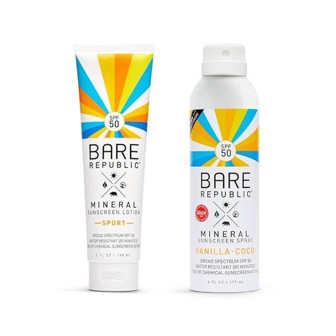 SPF 50 Mineral Sport Lotion + SPF 50 Mineral Sport Vanilla Coco Spray (2-pack) | Amazon (US)