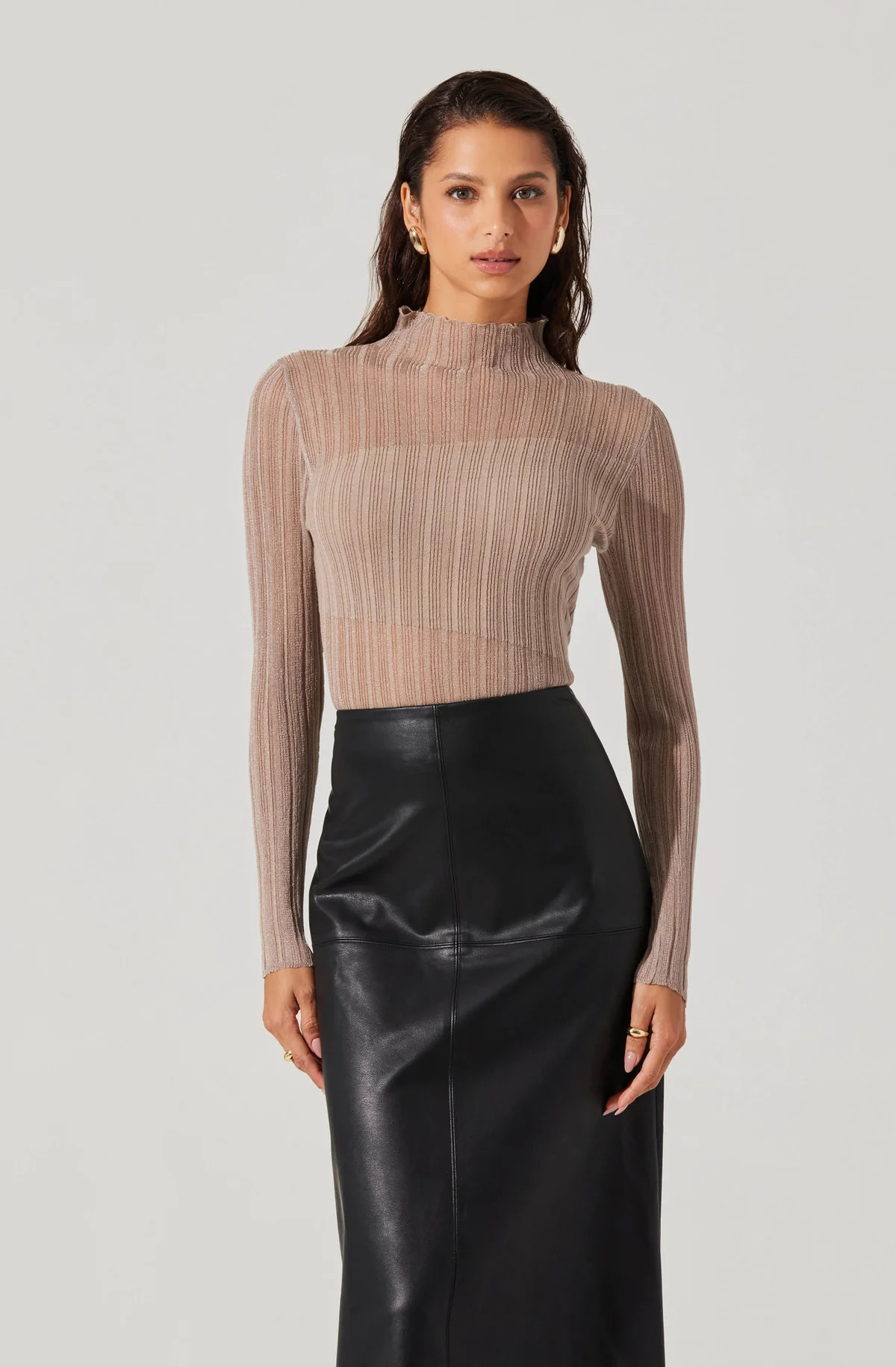 Mock Neck Mesh Contrast Top | ASTR The Label (US)