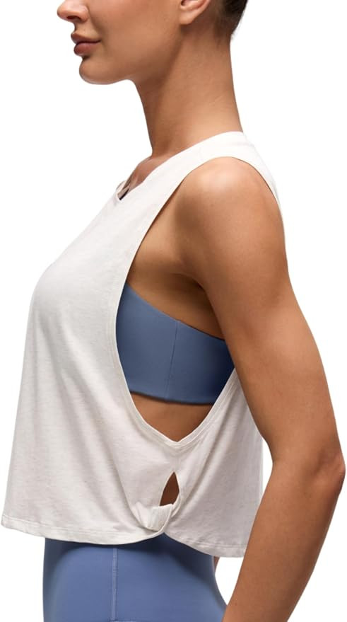 CRZ YOGA Pima Cotton Dropped Armhole Tank | Workout, Naturally Soft, Loose Fit, Crop, Crewneck, K... | Amazon (US)