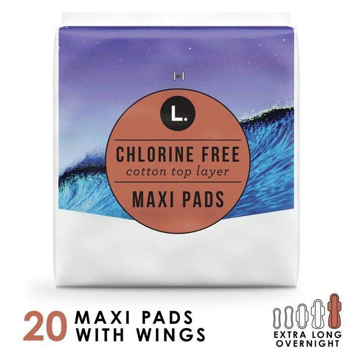 L. Chlorine Free Maxi Extra Long Overnight Pads with Wings - 20ct | Target