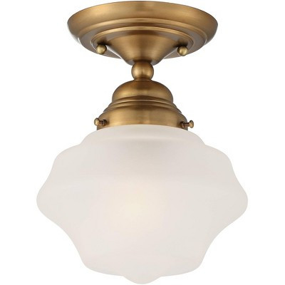 Regency Hill Schoolhouse Floating Modern Farmhouse Ceiling Light Semi Flush Mount Fixture 7" Wide Brass White Glass Shade for Bedroom Living Room Home | Target