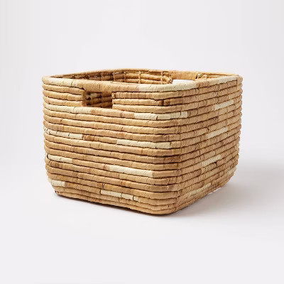 XL Woven Water Hyacinth Crate with Cream Accents - Threshold™: Decorative XL Basket, Off-White ... | Target