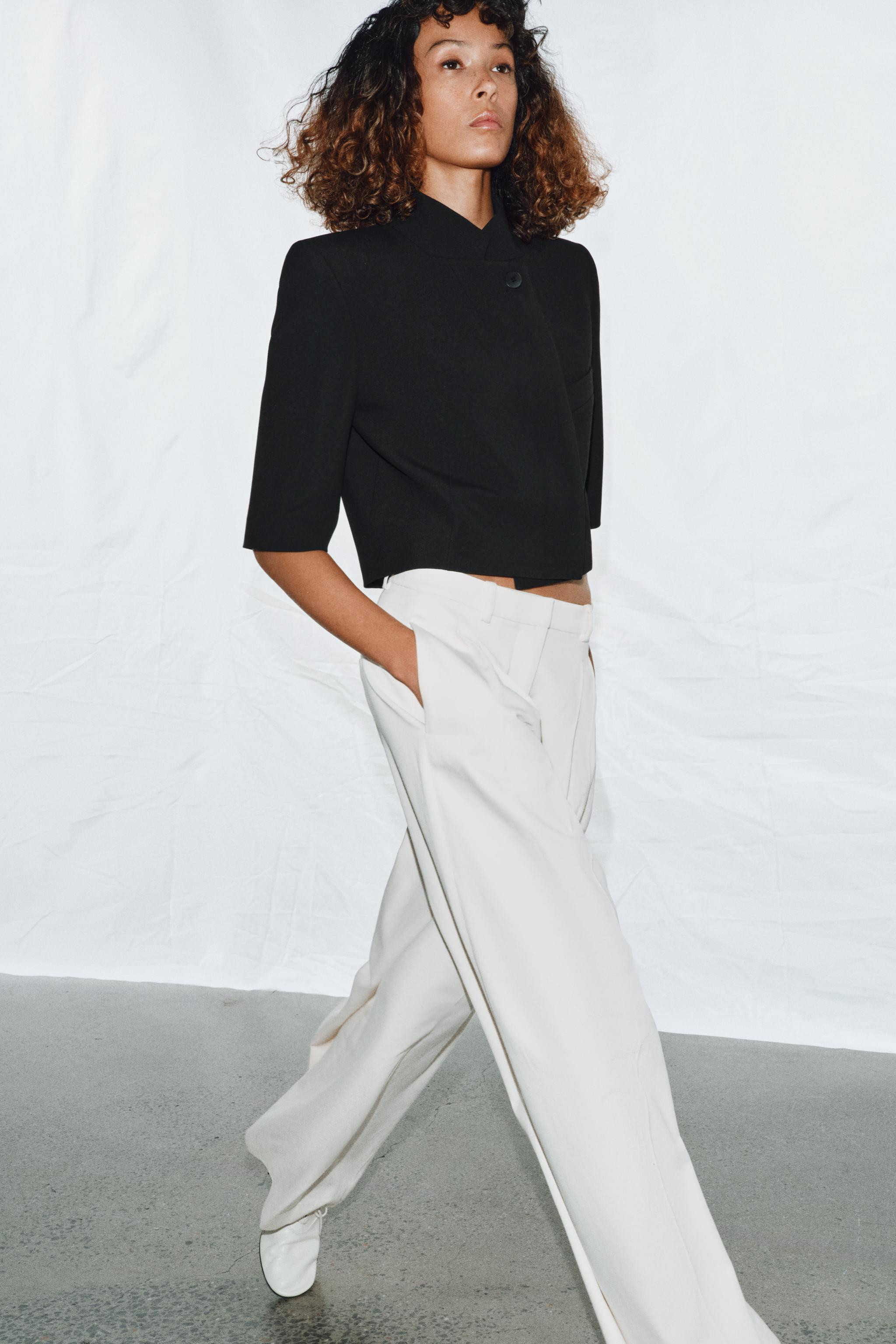 SHORT SLEEVE CROPPED BLAZER ZW COLLECTION | Zara US