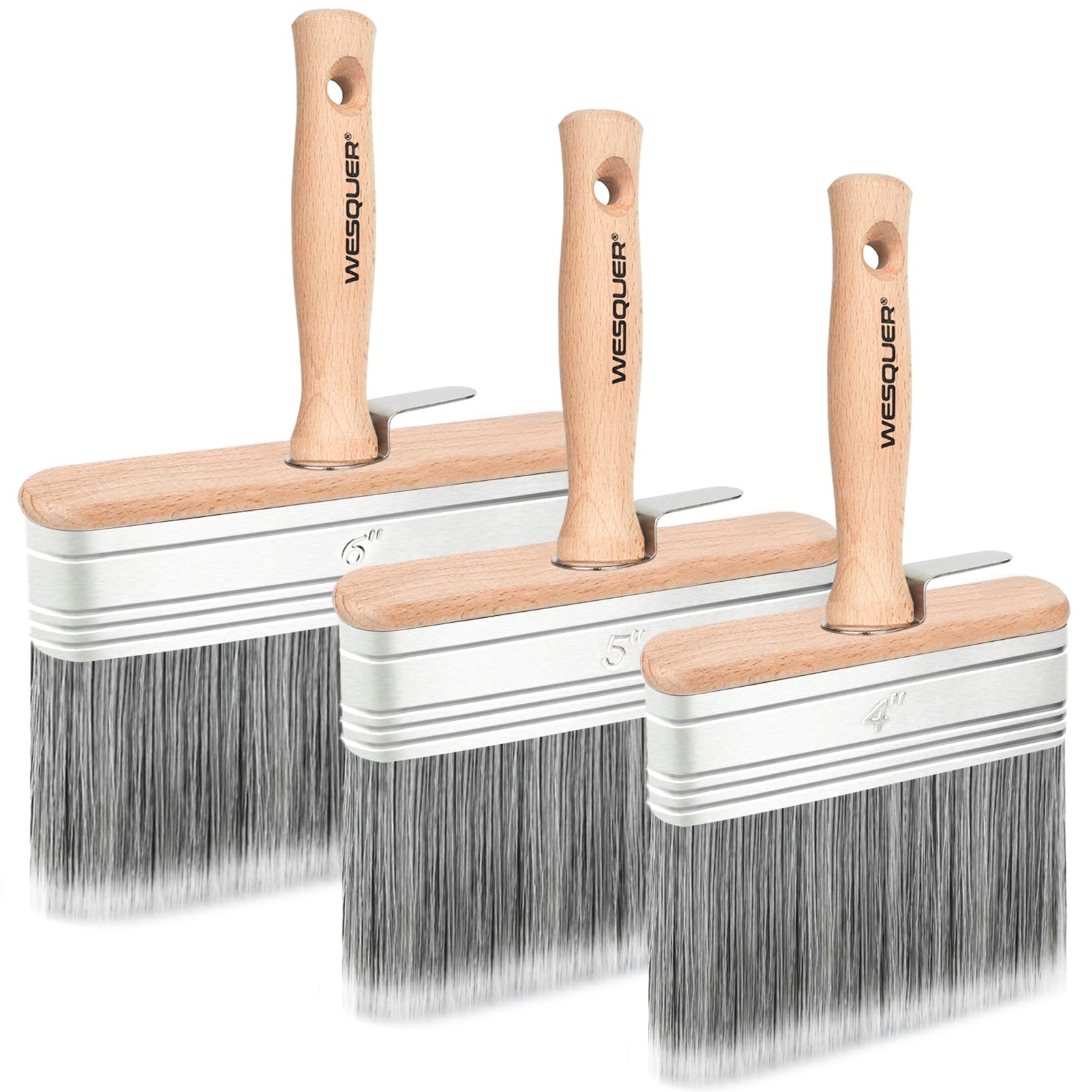 Wesquer Deck Stain Brush 3-Pack (4” 5” 6”), Wood Stain Brush Fits Extension Pole, Wide Pain... | Amazon (US)