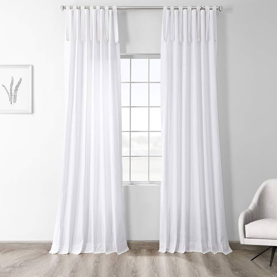 HPD Half Price Drapes Solid Tie Top Cotton Curtains 96 Inches Long (1 Panel) Luxury Light Filteri... | Amazon (US)