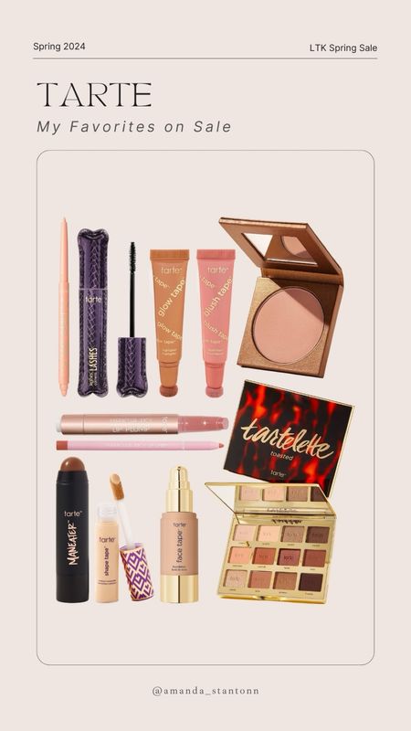 last day to shop the LTK Spring Sale and save 20% on my fave Tarte products! 💋 Tap the item below and click “copy code”! Here’s what I recommend: Shape Tape Concealer: Shade 22N, Face Tape Foundation: Shade 22N, Lip Liner: Rosy Brown, Lip Plump: Primrose, Cheek Stain: Tipsy, Bronzer: Park Ave Princess, Liquid Blush: Pink, Highlight: Bronzer, Eyeshadow: Toasted Palette, Bronzer: After Dark, Fake Awake: Nude

#LTKbeauty #LTKsalealert #LTKSpringSale
