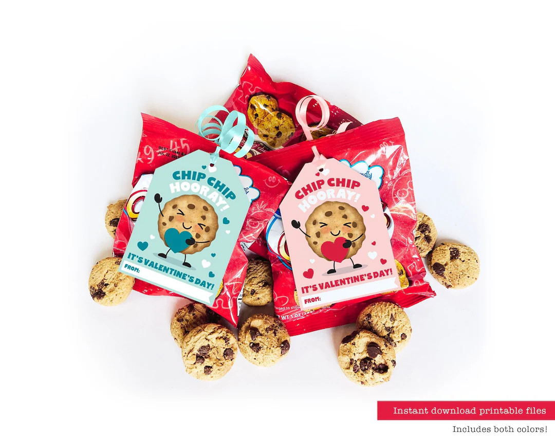 Kids Valentines Kids Valentine Cards Chip Hooray Cookie Valentine Tags Printable Valentines Day K... | Etsy (CAD)