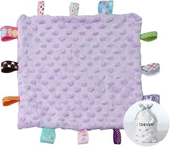 CREVENT Tag Security Blankets for Babies, Soft Small Loveys for Girls, Baby Comforter Sensory Bla... | Amazon (US)