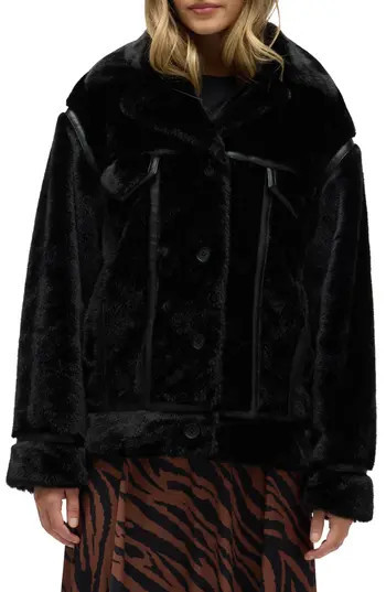 NVLT Western Faux Fur Jacket in Black at Nordstrom Rack, Size X-Small | Nordstrom Rack