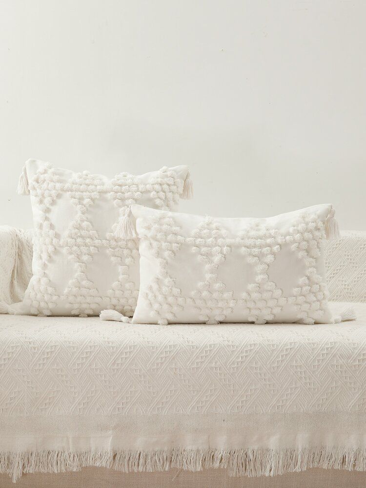 1pc Tassel Tufted Pillow Cover Without Filler | SHEIN