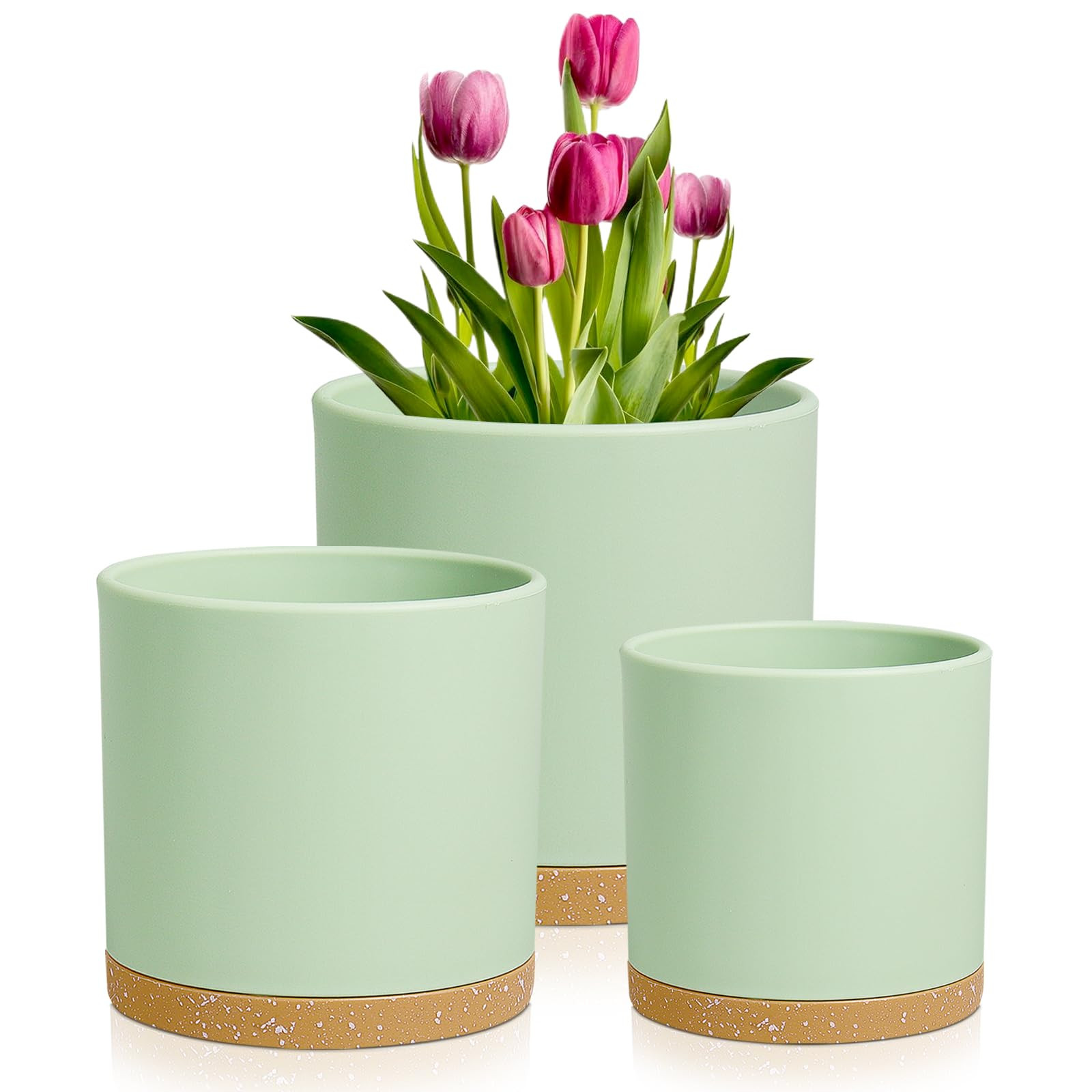 Meowell 8/7/6 inch Plant Pots, 3 Pack Cylinder Flower Pots for Outdoor Indoor Plants, Decorative ... | Amazon (US)