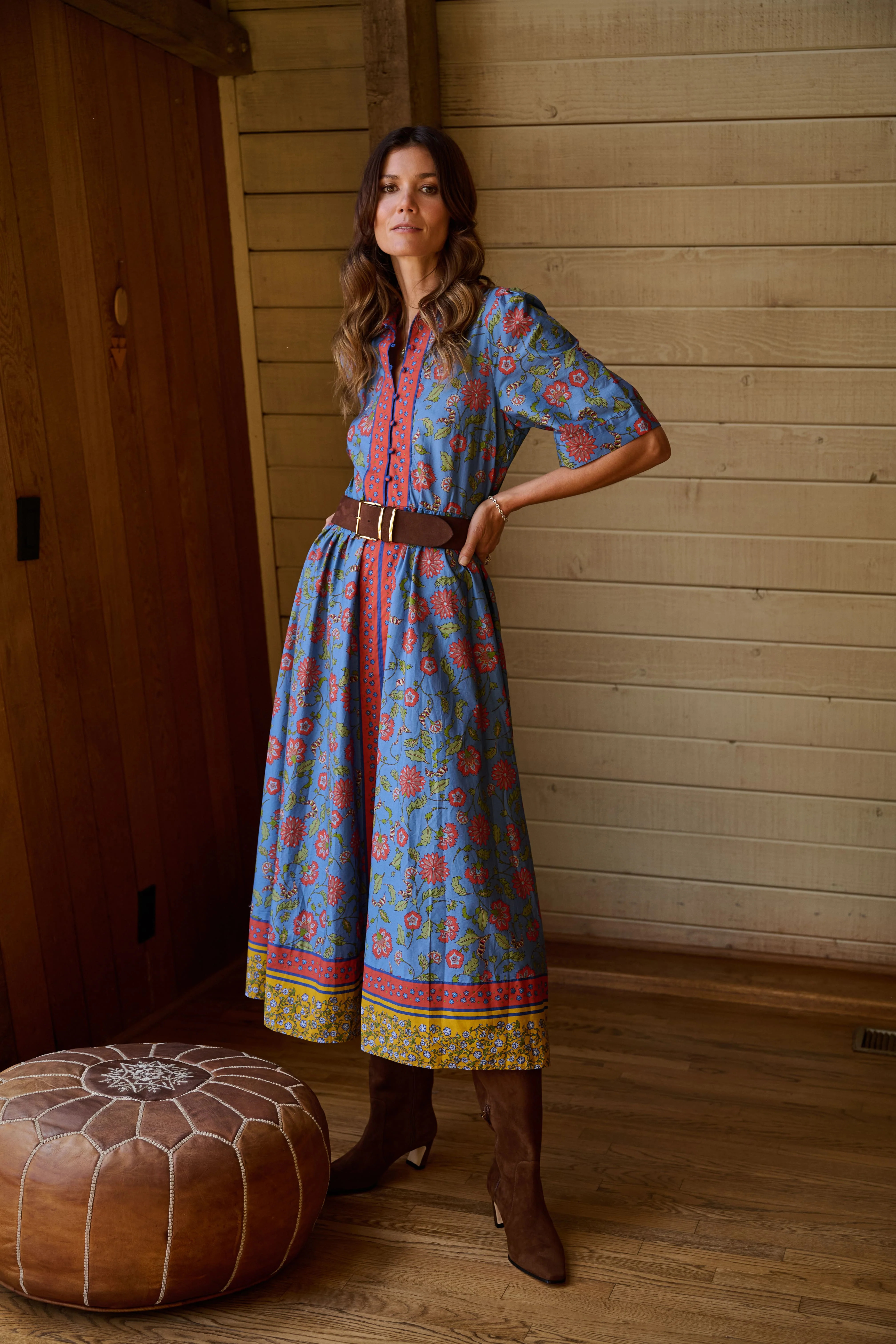 Button Up Collar Neck Dress Waist Tie | Hermoza
