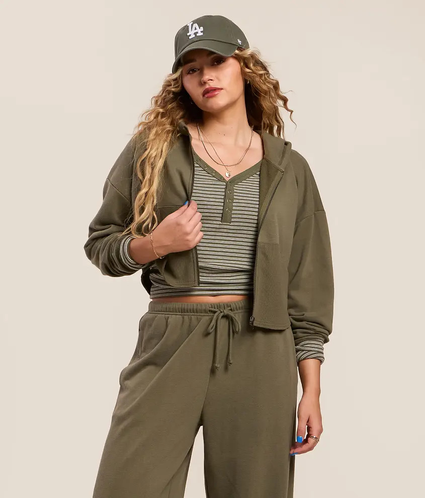 Inset Cropped Hoodie | Buckle