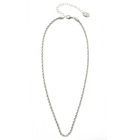 Time and Tru Women's Silver Tone Rope Chain Necklace 18" with Extender | Walmart (US)