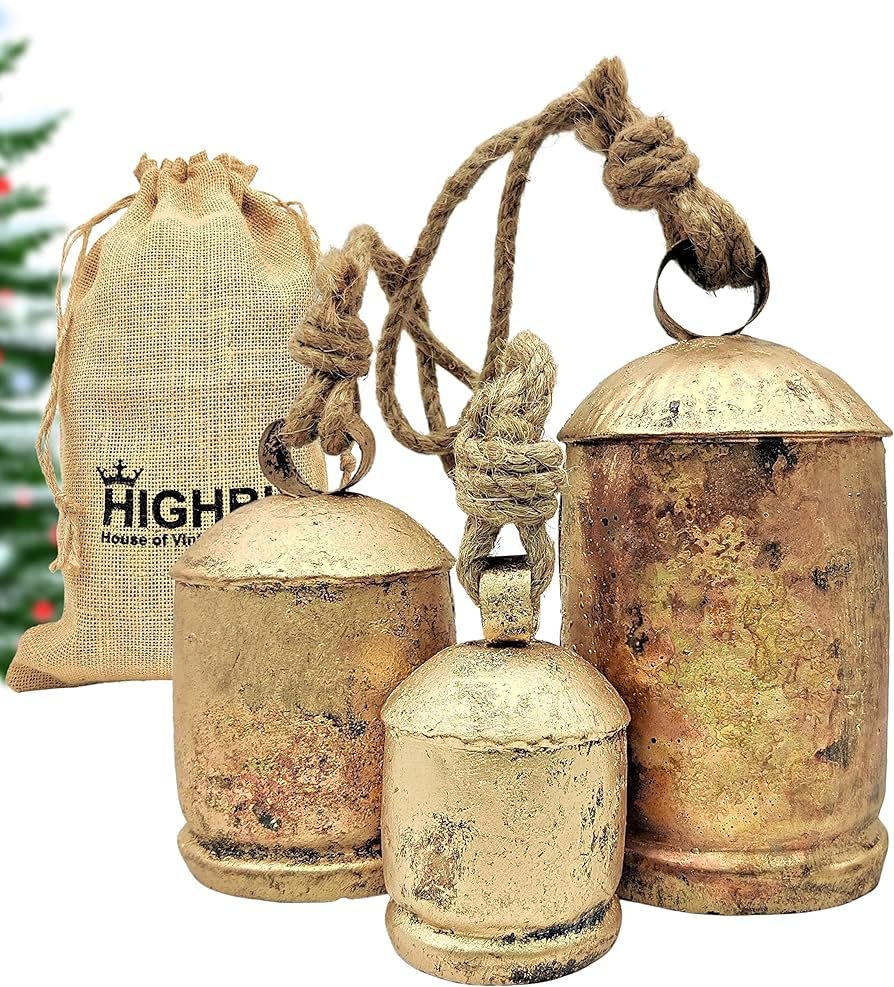 Amazon.com: HIGHBIX Set of 3 Giant Harmony Cow Bells Huge Vintage Handmade Rustic Lucky Christmas... | Amazon (US)