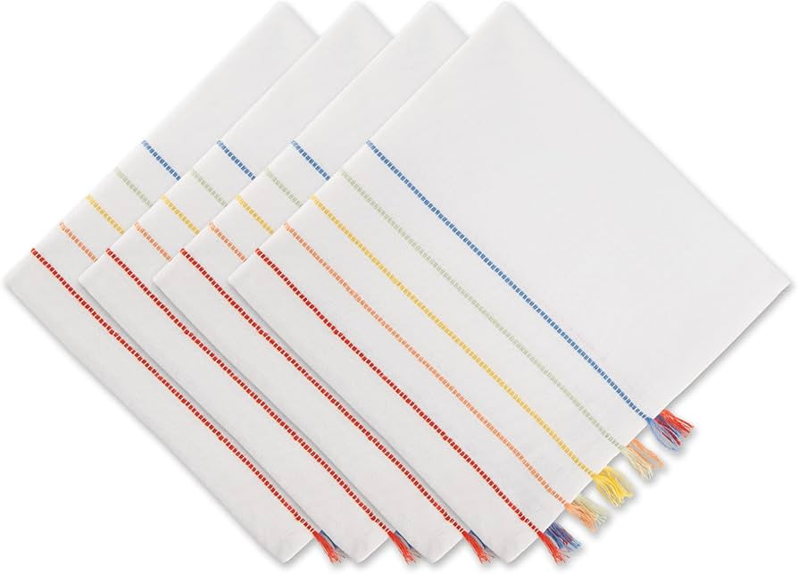 DII Tassel Stripe Tabletop Collection Decorative, Machine Washable, Napkin Set, 20x20, White & Ra... | Amazon (US)