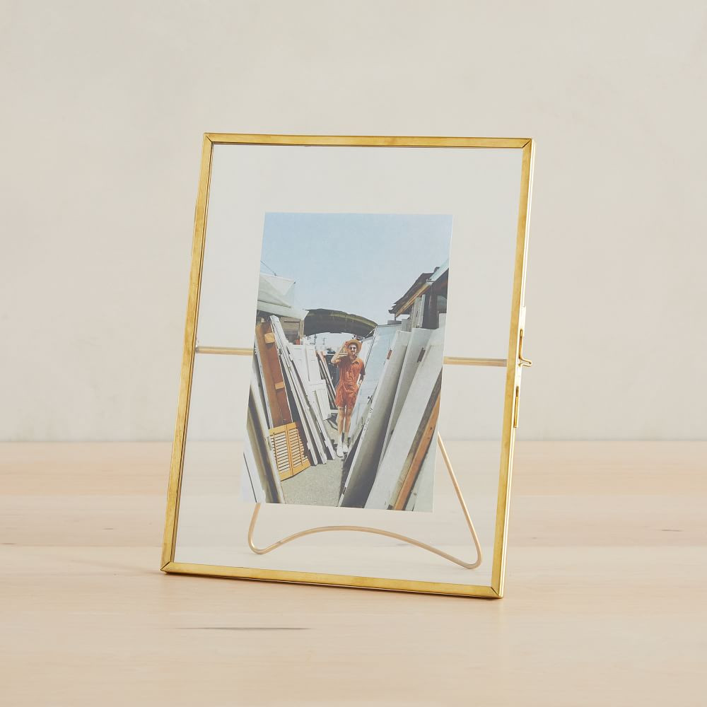 Terrace Frames With Kickstand, Antique Brass, Holds 4&amp;quot;x6&amp;quot; | West Elm (US)