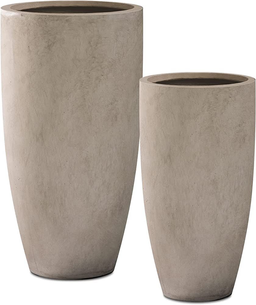 Kante 31.4" and 23.6" H Weathered Concrete Finish Concrete Tall Planters Large Outdoor Indoor Dec... | Amazon (US)