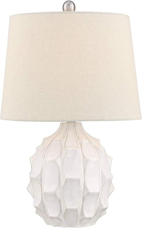 Ellen Mid Century Modern Contemporary Style Accent Table Lamp 21" High White Ceramic Linen Tapere... | Amazon (US)