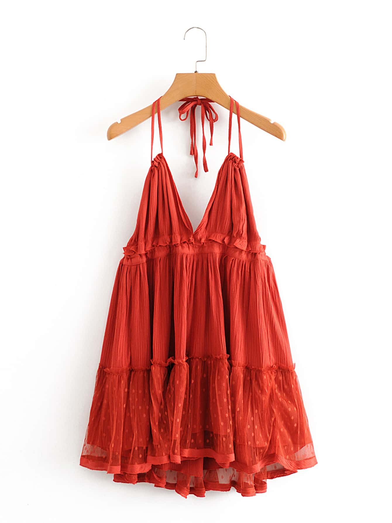 Open Back Layered Halter Dress | SHEIN