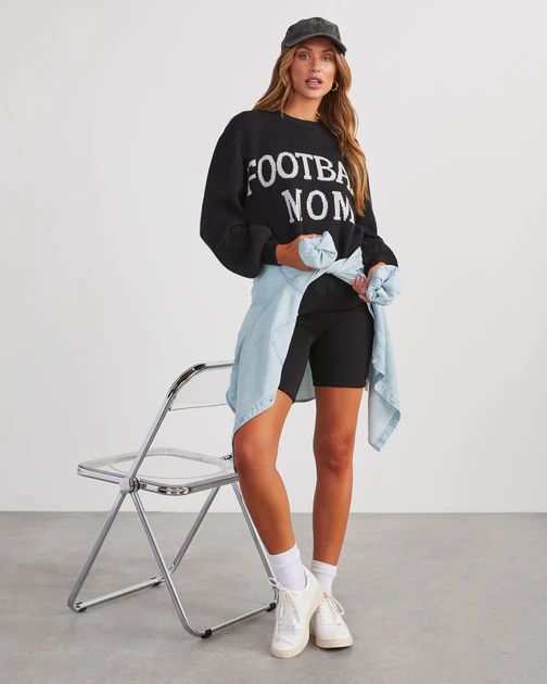 Football Mom Knit Pullover Sweater - Black | VICI Collection