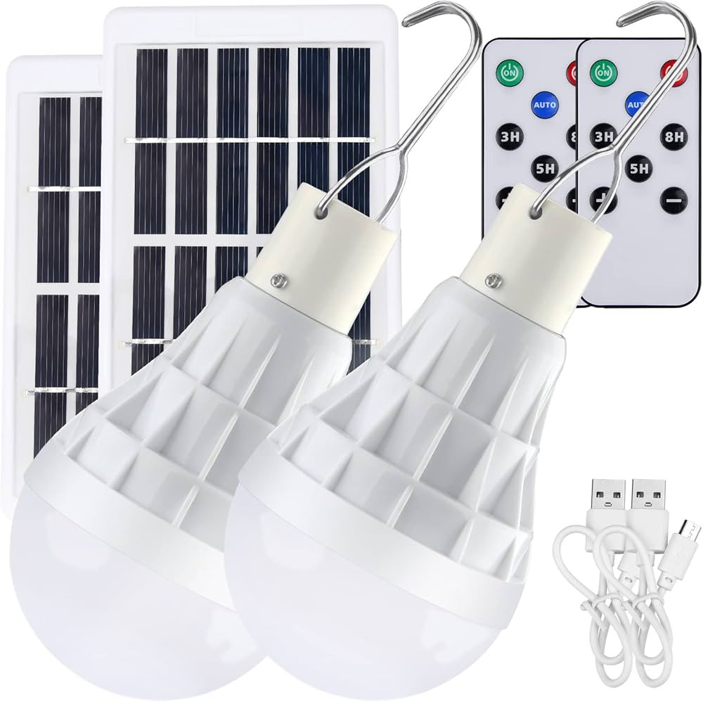 Solar Light Bulbs with Remote Timer, 130LM 4 Light Modes Solar Indoor Lights for Home Chicken Coo... | Amazon (US)