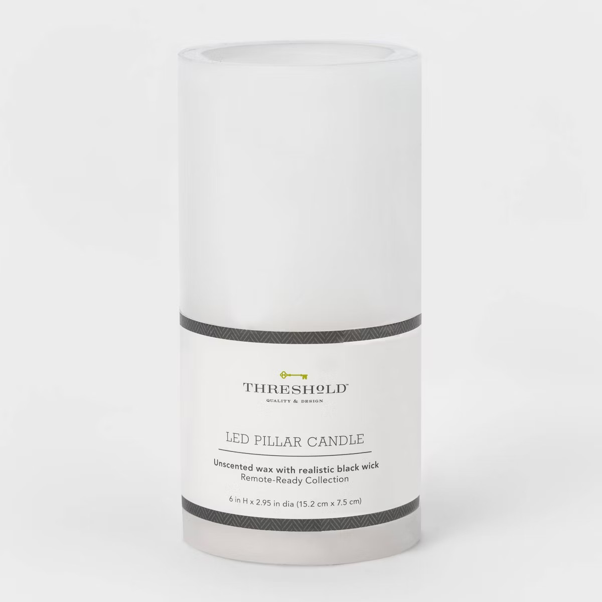 6" x 3" LED Flameless Black Wick Candle White - Threshold™: Realistic Faux Pillar, Wax Exterior... | Target