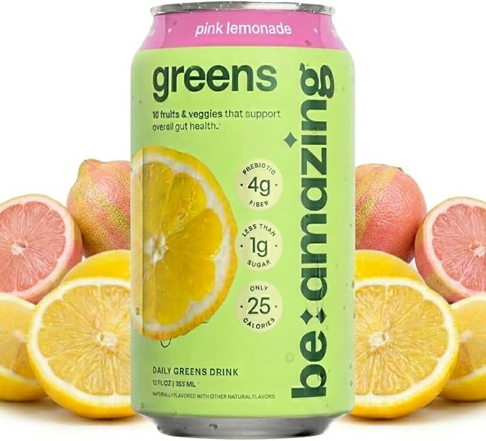 Be Amazing Greens Drink, Pink Lemonade, Ready to Drink, 10 Organic Fruits & Vegetables, Coconut W... | Amazon (US)