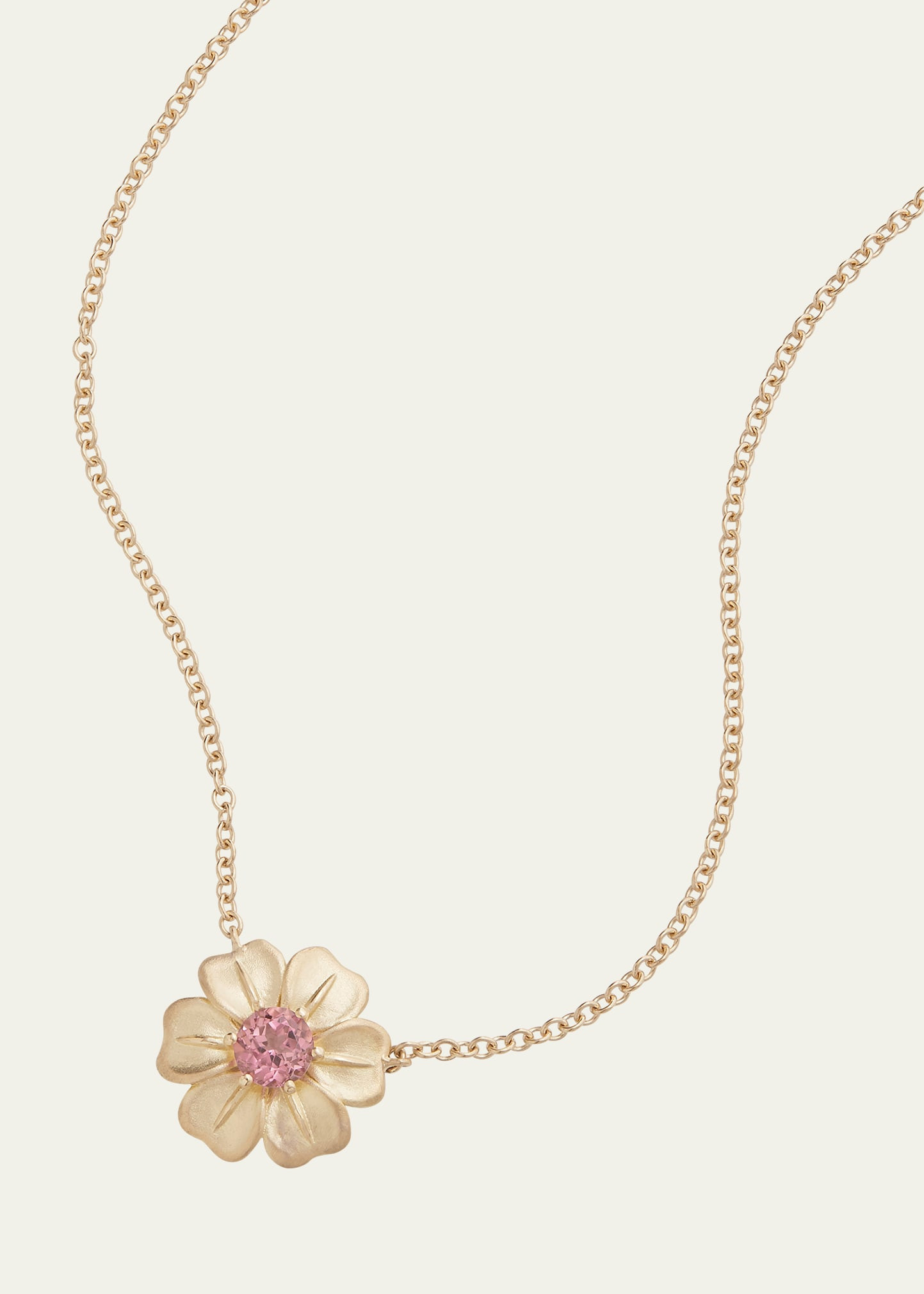 Jamie Wolf 18K Yellow Gold Flower Pendant Necklace with Pink Tourmaline | Bergdorf Goodman