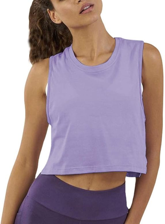Cropped Workout Tops for Women Crop Top Workout Shirts for Women with Back Mesh | Amazon (US)