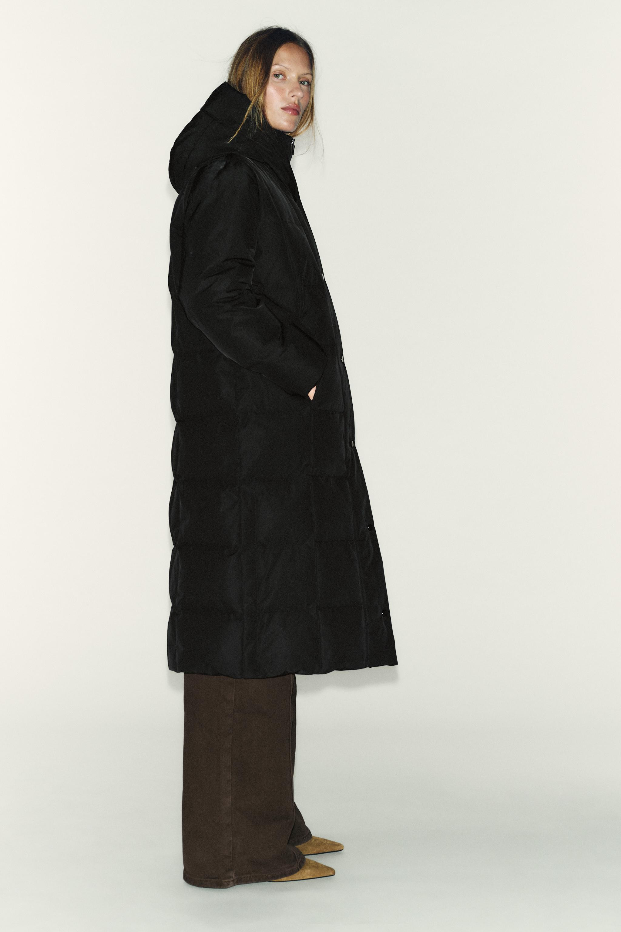 LONG WATER-REPELLENT WINDPROOF PUFFER JACKET WITH HOODIE | Zara UK