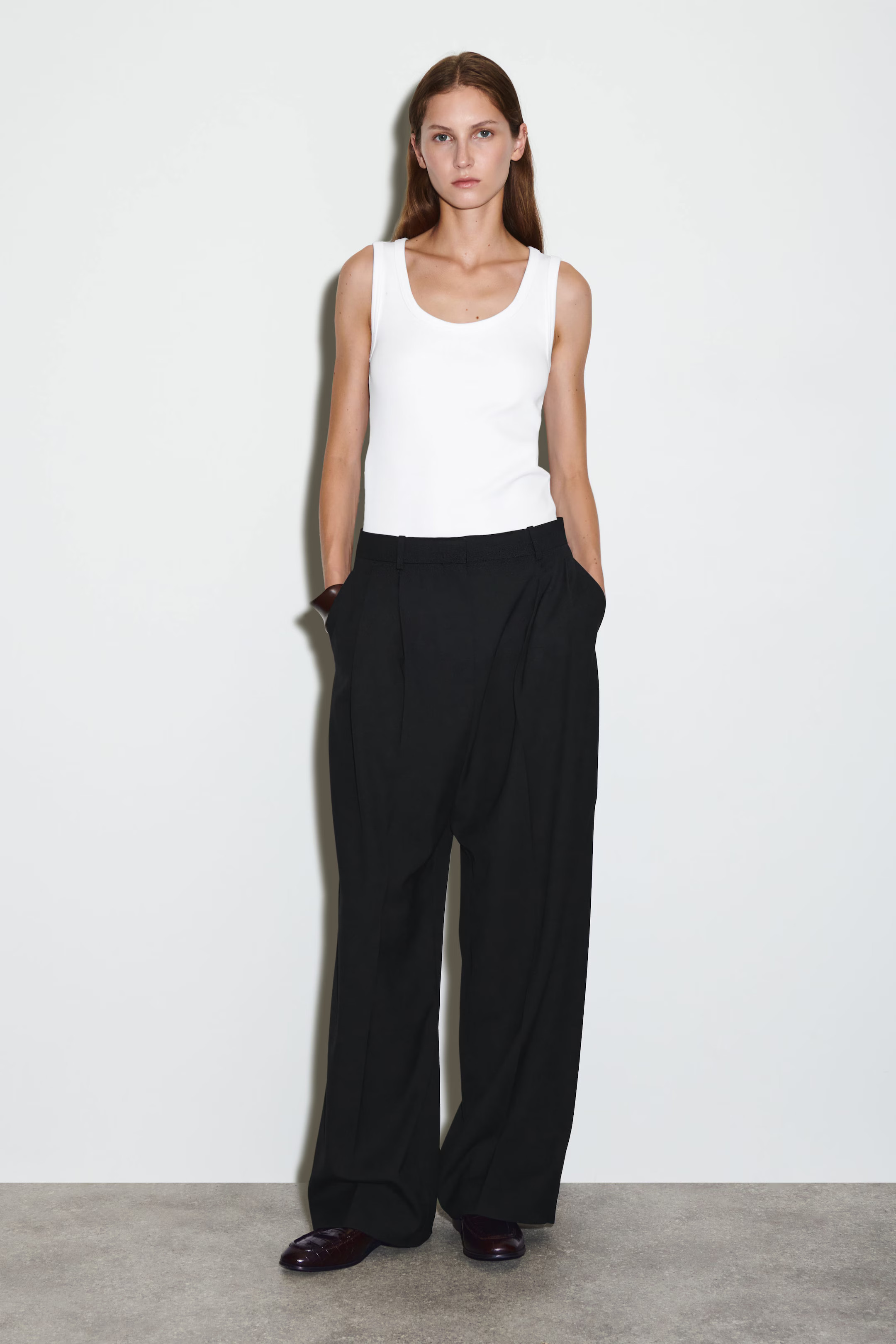 RELAXED TWILL WIDE-LEG TROUSERS - BLACK | COS GB | COS UK