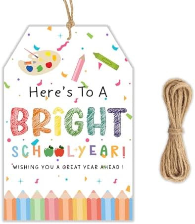 50pcs Back to School Gift Tags – “Bright School Year” Paper Tags with String for Teacher Tr... | Amazon (US)