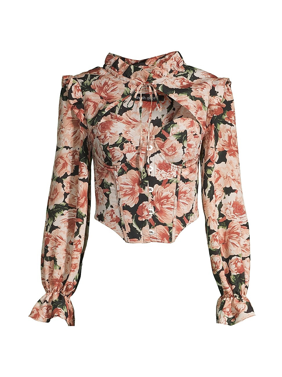 Floral Tie Neck Corset Top | Saks Fifth Avenue