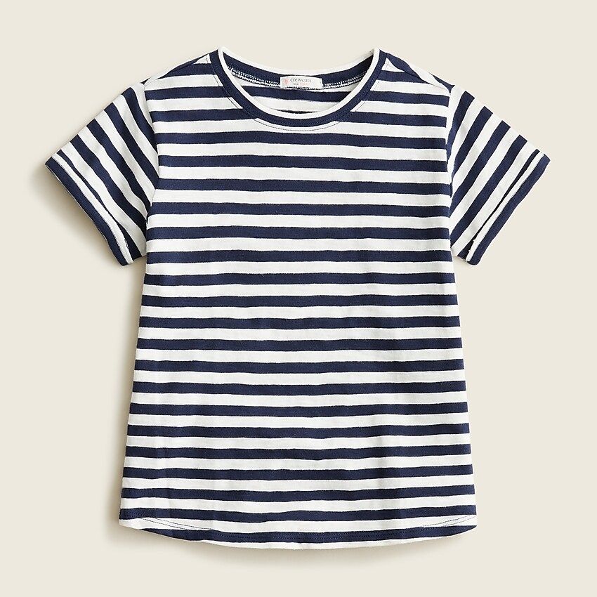 Girls' rolled-cuff T-shirt in stripe | J.Crew US