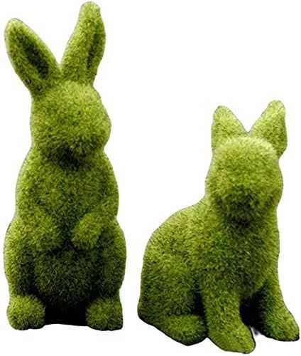 Easter Furry Flocked Bunny Garden Decorations Artificial Moss Rabbit Easter Décor Figurines Tabl... | Walmart (US)