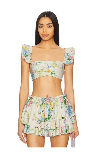 The Ruffle Bikini Top in Briar Rose | Revolve Clothing (Global)