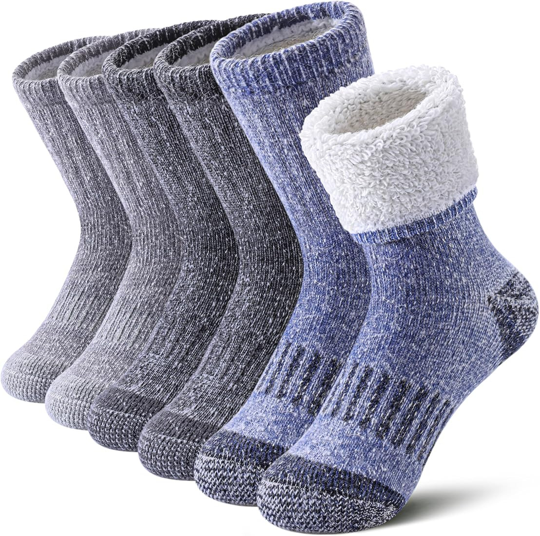 LINEMIN Kids Merino Wool Hiking Socks Boys Girls Winter Warm Thick Thermal Boot Thick Cushion Sno... | Amazon (US)