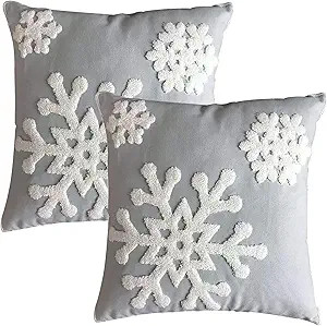 Elife Soft Square Christmas Snowflake Home Decorative Canvas Cotton Embroidery Throw Pillow Cover... | Amazon (US)