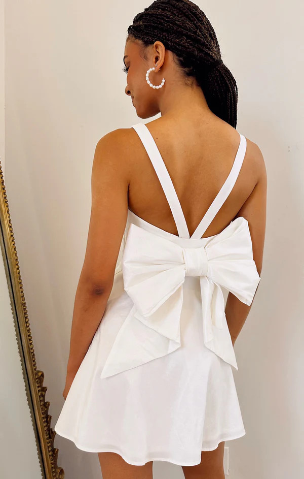 Simone Mini Dress White Taffeta | Show Me Your Mumu