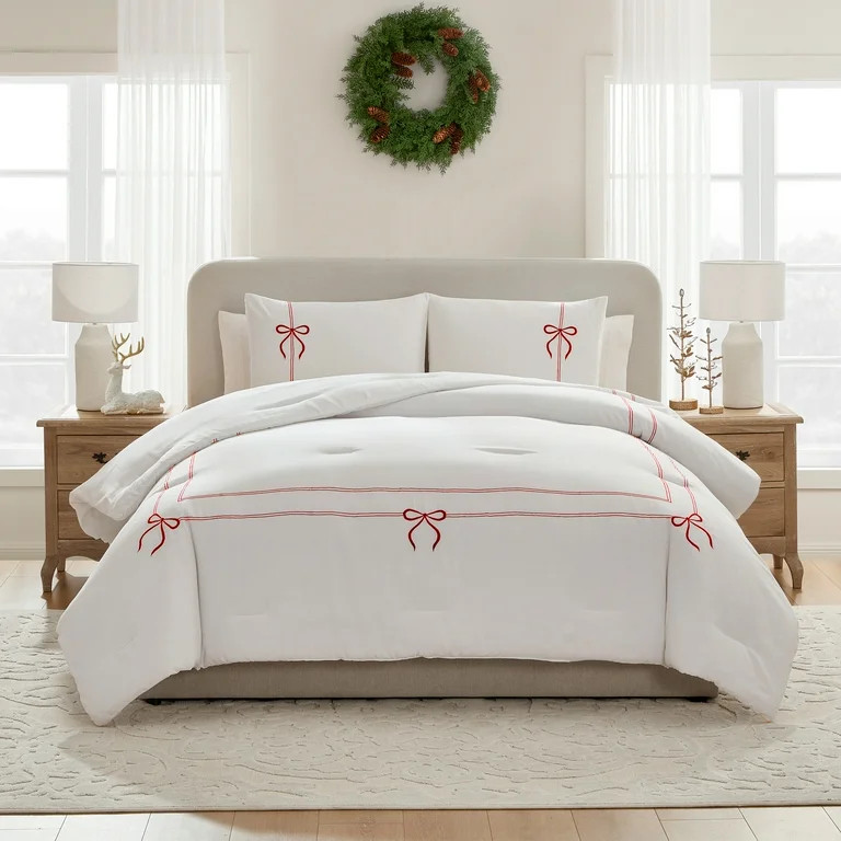 My Texas House Juliet 2-Piece Bright White Adult Comforter Set, Twin/Twin XL | Walmart (US)