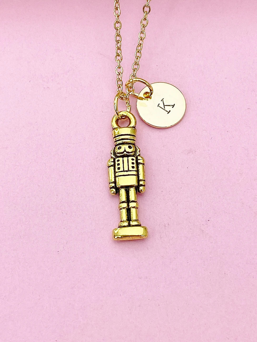 Gold Nutcracker Soldier Christmas Ballet Charm Necklace, Personalized Customized Monogram, N2737 | Etsy (US)