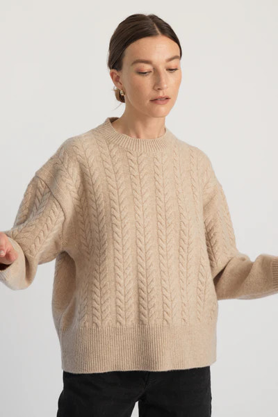Cable Knit Crewneck Sweater | Almina Concept