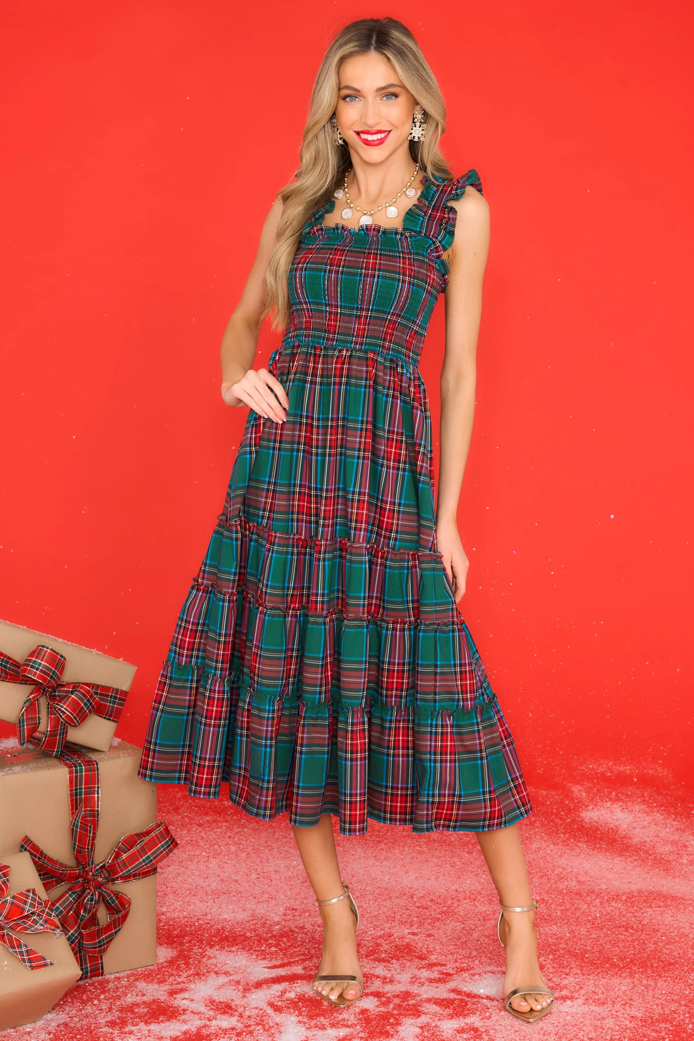 Pride And Joy Green Plaid Midi Dress | Red Dress 
