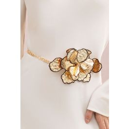 Artistic Textured Metallic Blossom Chain Belt for Gallery Outfits & Parties | Chicwish